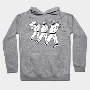 Three men walking together in varying moods Hoodie